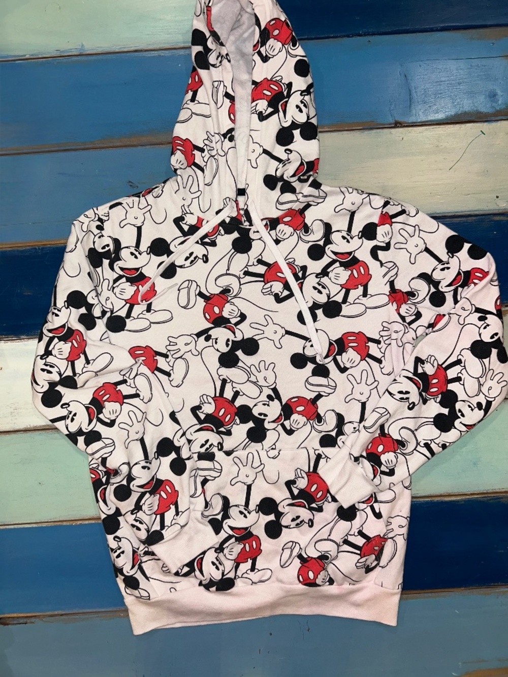 Disney Mickey Mouse All Over Print Hoodie Women’s Small Red Black White